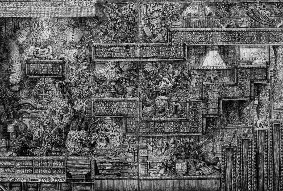 GAC a4, quentin spohn, 2015, pierre noire sur toile, 245 sur 370 cm